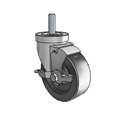S30 Series Threaded Stem Stainless Steel Swivel Caster with 4 x 1.5 Hi-Temp Resin Wheel and VertiLoc Brake