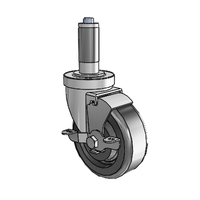 S30 Series Expanding Adapter Stainless Steel Swivel Caster with 4 x 1.5 Phenolic Wheel and VertiLoc Brake