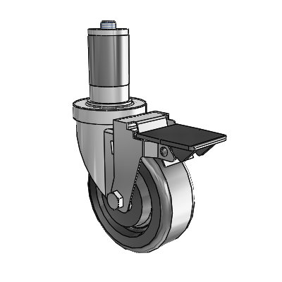 S30 Series Expanding Adapter Stainless Steel Swivel Caster with 4 x 1.5 Phenolic Wheel and PosiLoc Brake