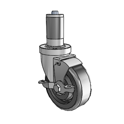 S30 Series Expanding Adapter Stainless Steel Swivel Caster with 4 x 1.5 Phenolic Wheel and VertiLoc Brake