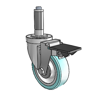 S30 Series Expanding Adapter Stainless Steel Swivel Caster with 4 x 1.25 Advantage Health Wheel and PosiLoc Brake