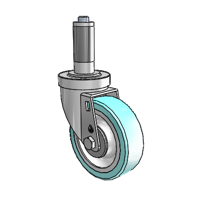 S30 Series Expanding Adapter Stainless Steel Swivel Caster with 4 x 1.25 Advantage Health Wheel