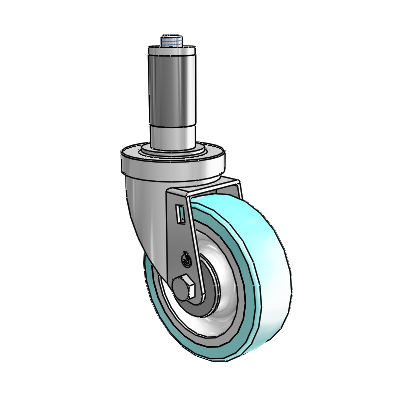 S30 Series Expanding Adapter Stainless Steel Swivel Caster with 4 x 1.25 Advantage Health Wheel