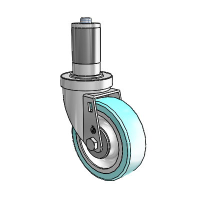 S30 Series Expanding Adapter Stainless Steel Swivel Caster with 4 x 1.25 Advantage Health Wheel