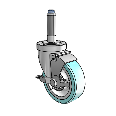 S30 Series Expanding Adapter Stainless Steel Swivel Caster with 4 x 1.25 Advantage Health Wheel and VertiLoc Brake