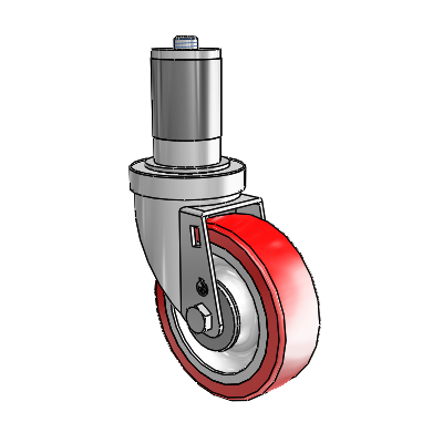 S30 Series Expanding Adapter Stainless Steel Swivel Caster with 4 x 1.25 Advantage Heat (Flat) Wheel