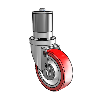 S30 Series Expanding Adapter Stainless Steel Swivel Caster with 4 x 1.25 Advantage Heat (Flat) Wheel