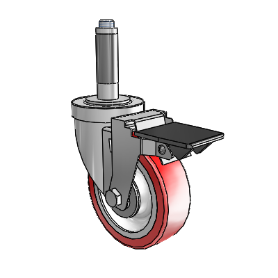 S30 Series Expanding Adapter Stainless Steel Swivel Caster with 4 x 1.25 Advantage Heat (Flat) Wheel and PosiLoc Brake