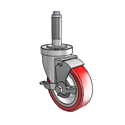 S30 Series Expanding Adapter Stainless Steel Swivel Caster with 4 x 1.25 Advantage Heat (Flat) Wheel and VertiLoc Brake