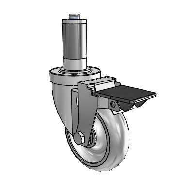 S30 Series Expanding Adapter Stainless Steel Swivel Caster with 4 x 1.25 PolyLock (Grey) Wheel and PosiLoc Brake