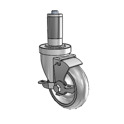 S30 Series Expanding Adapter Stainless Steel Swivel Caster with 4 x 1.25 PolyLock (Grey) Wheel and VertiLoc Brake
