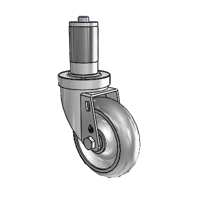 S30-serie: uitschuifbare adapter, roestvrijstalen zwenkwiel met 4 x 1,25 PolyLock-wielen (grijs)