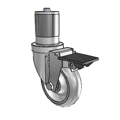 S30 Series Expanding Adapter Stainless Steel Swivel Caster with 4 x 1.25 PolyLock (Grey) Wheel and PosiLoc Brake