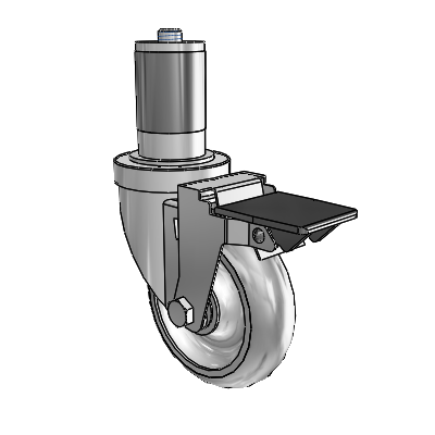 S30 Series Expanding Adapter Stainless Steel Swivel Caster with 4 x 1.25 Advantage TPR (Round) Wheel and PosiLoc Brake