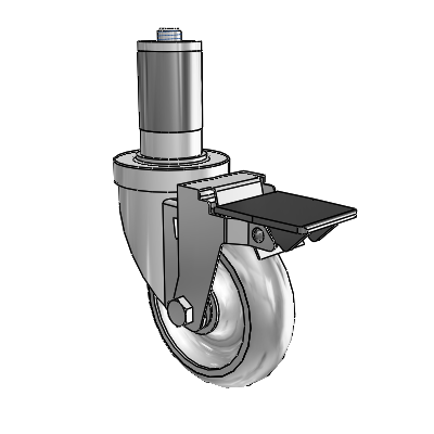 S30 Series Expanding Adapter Stainless Steel Swivel Caster with 4 x 1.25 Advantage TPR (Round) Wheel and PosiLoc Brake