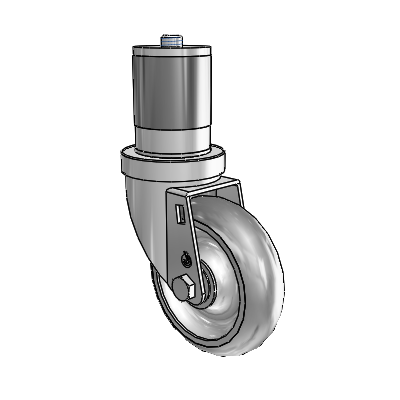 S30 Series Expanding Adapter Stainless Steel Swivel Caster with 4 x 1.25 Advantage TPR (Round) Wheel