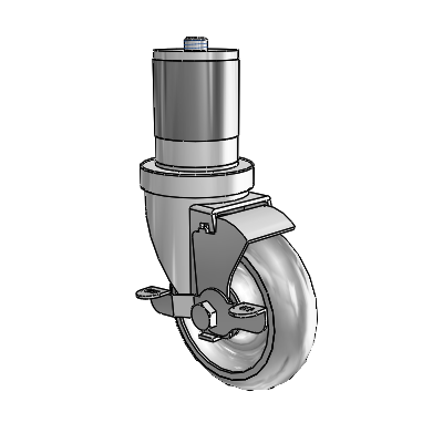 S30 Series Expanding Adapter Stainless Steel Swivel Caster with 4 x 1.25 Advantage TPR (Round) Wheel and VertiLoc Brake