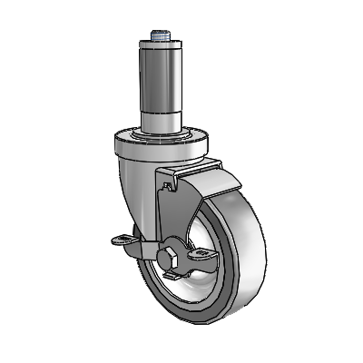 S30 Series Expanding Adapter Stainless Steel Swivel Caster with 4 x 1.25 Advantage TPR (Flat) Wheel and VertiLoc Brake