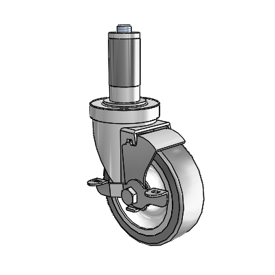 S30 Series Expanding Adapter Stainless Steel Swivel Caster with 4 x 1.25 Advantage TPR (Flat) Wheel and VertiLoc Brake