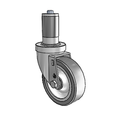 S30 Series Expanding Adapter Stainless Steel Swivel Caster with 4 x 1.25 Advantage TPR (Flat) Wheel
