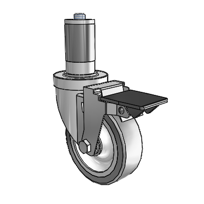 S30 Series Expanding Adapter Stainless Steel Swivel Caster with 4 x 1.25 Advantage TPR (Flat) Wheel and PosiLoc Brake