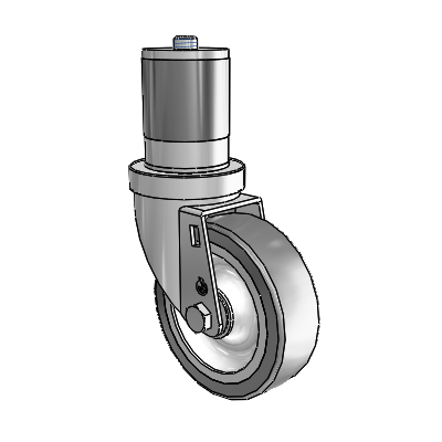 S30 Series Expanding Adapter Stainless Steel Swivel Caster with 4 x 1.25 Advantage TPR (Flat) Wheel