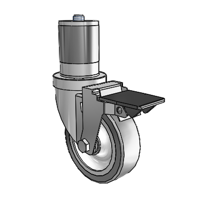 S30 Series Expanding Adapter Stainless Steel Swivel Caster with 4 x 1.25 Advantage TPR (Flat) Wheel and PosiLoc Brake