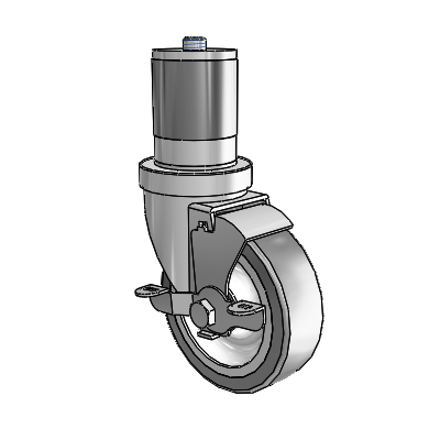 S30 Series Expanding Adapter Stainless Steel Swivel Caster with 4 x 1.25 Advantage TPR (Flat) Wheel and VertiLoc Brake