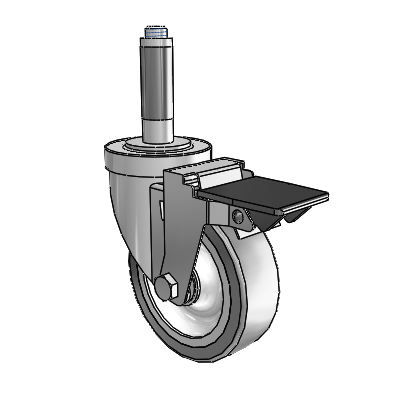 S30 Series Expanding Adapter Stainless Steel Swivel Caster with 4 x 1.25 Advantage TPR (Flat) Wheel and PosiLoc Brake