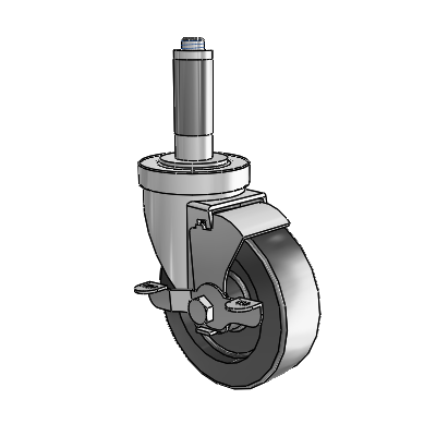 S30 Series Expanding Adapter Stainless Steel Swivel Caster with 4 x 1.25 Polyolefin Wheel and VertiLoc Brake