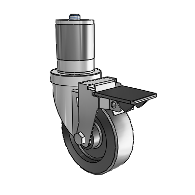 S30 Series Expanding Adapter Stainless Steel Swivel Caster with 4 x 1.25 Polyolefin Wheel and PosiLoc Brake