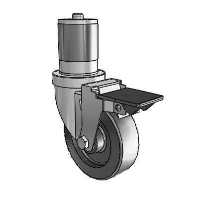 S30 Series Expanding Adapter Stainless Steel Swivel Caster with 4 x 1.25 Polyolefin Wheel and PosiLoc Brake