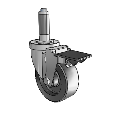 Roulette pivotante à adaptateur extensible de la série S30 en acier inoxydable, équipée de 4 roues en résine haute température de 1,5 et d'un frein PosiLoc