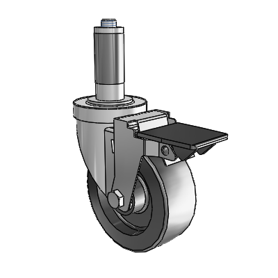 Roulette pivotante à adaptateur extensible de la série S30 en acier inoxydable, équipée de 4 roues en résine haute température de 1,5 et d'un frein PosiLoc