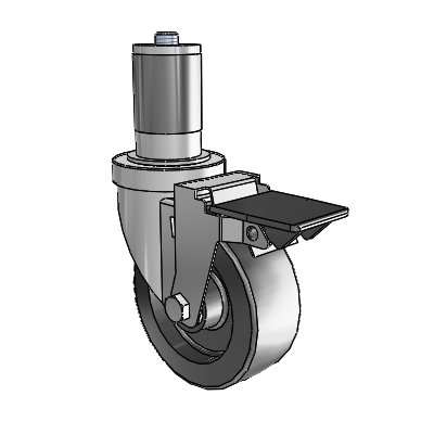 S30 Series Expanding Adapter Stainless Steel Swivel Caster with 4 x 1.5 Hi-Temp Resin Wheel and PosiLoc Brake