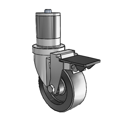 S30 Series Expanding Adapter Stainless Steel Swivel Caster with 4 x 1.5 Hi-Temp Resin Wheel and PosiLoc Brake