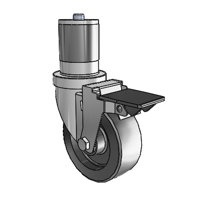 S30 Series Expanding Adapter Stainless Steel Swivel Caster with 4 x 1.5 Hi-Temp Resin Wheel and PosiLoc Brake