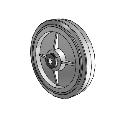 Performa Rubber Flat Gray Tread Polyolefin 8 x 1.5 Wheel with Delrin Bearing