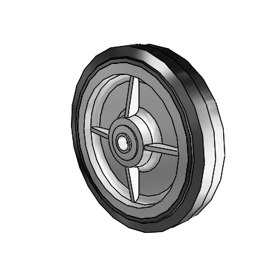 Performa Hand Truck Wheels Flat Black Tread (Center Hub) Polyolefin 8 x 1.5 with Pedestal Precision Ball Bearing