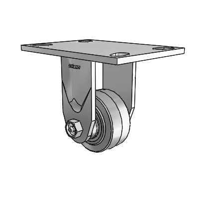 4 Series 1 1/2" Casters Top Plate Rigid Zinc with 3 x 1.5 Performa Rubber (Flat/Grey) Wheel