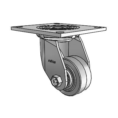 4 Series 1 1/2" Casters Top Plate Swivel Zinc with 3 x 1.5 Performa Rubber (Flat/Grey) Wheel