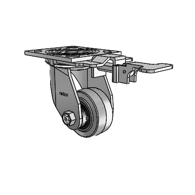 4 Series 1 1/2" Casters Top Plate Swivel Zinc with 3 x 1.5 Performa Rubber (Flat/Conductive) Wheel