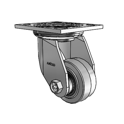 4 Series 1 1/2" Casters Top Plate Swivel Zinc with 3 x 1.5 Performa Rubber (Flat/Conductive) Wheel
