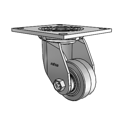 4 Series 1 1/2" Casters Top Plate Swivel Zinc with 3 x 1.5 Performa Rubber (Flat/Grey) Wheel