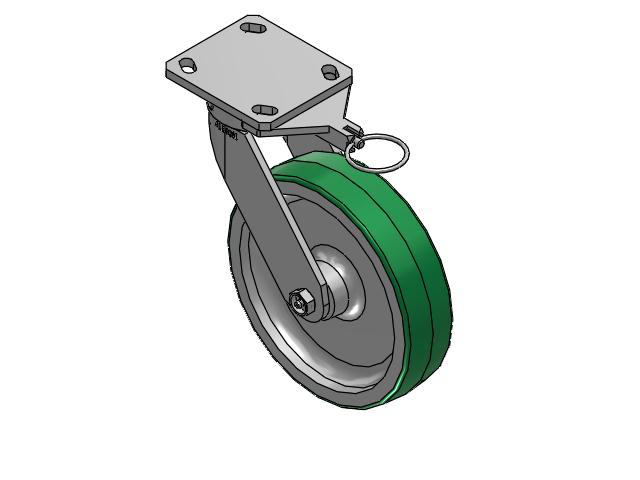 110 Series Kingpinless Top Plate Swivel Caster with 8 x 2 Green Tread on Aluminum Core PD - Polyurethane (Aluminum Core) Wheel