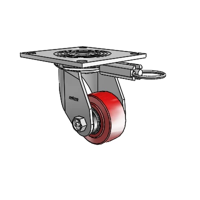 4 Series 1 1/2" Casters Top Plate Swivel Zinc with 3 x 1.5 Polyurethane HI-TECH Wheel