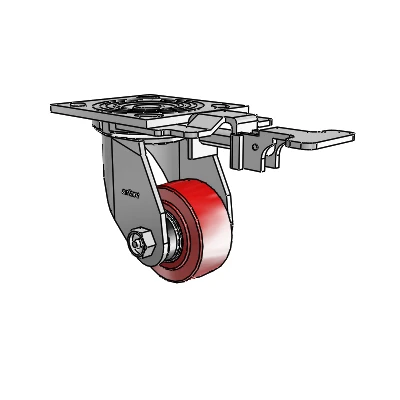 4 Series 1 1/2" Casters Top Plate Swivel Zinc with 3 x 1.5 Polyurethane HI-TECH Wheel