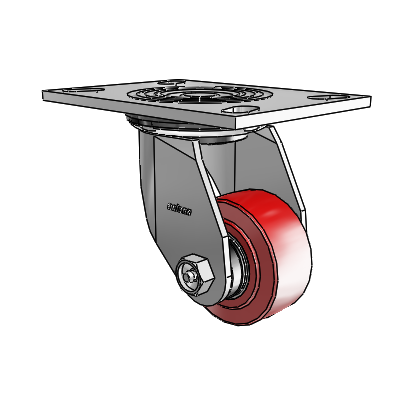4 Series 1 1/2" Casters Top Plate Swivel Zinc with 3 x 1.5 Polyurethane HI-TECH Wheel