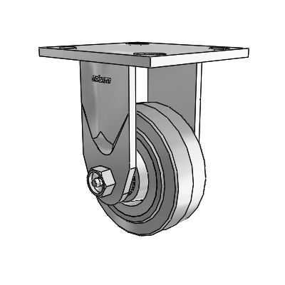 4 Series 1 1/2" Casters Top Plate Rigid Zinc with 4 x 1.5 Performa Rubber (Flat/Grey) Wheel