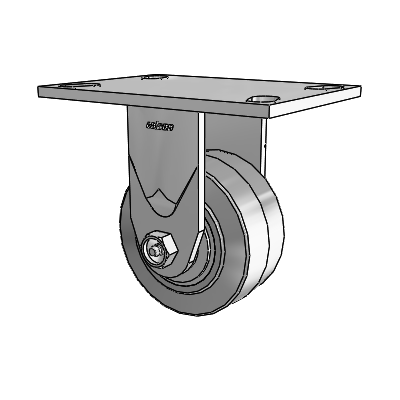 4 Series 2 Inch Wide Casters Top Plate Rigid with 4 x 2 Performa Rubber (Flat/Grey) Wheel